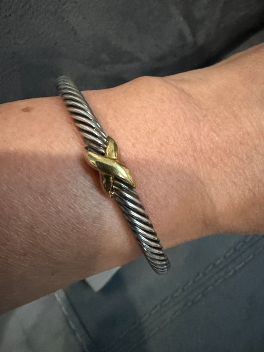 David Yurman Two-Tone Cable Bracelet in Silver and Gold